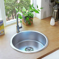 vidaXL Kitchen Sink Undermount Sink with Strainer Stainless Steel Sink Round