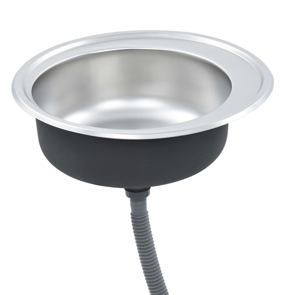 vidaXL Kitchen Sink Undermount Sink with Strainer Stainless Steel Sink Round