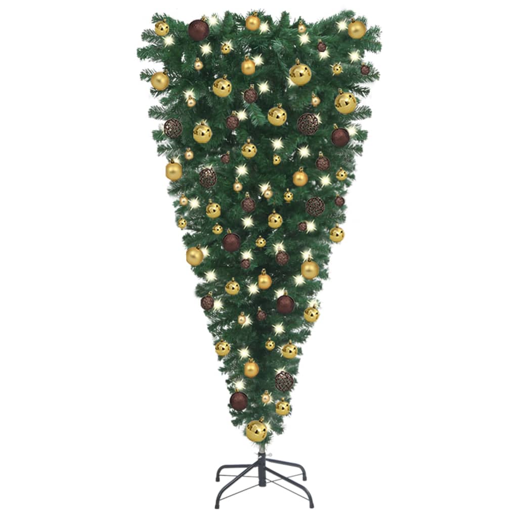 vidaXL Upside-down Artificial Pre-lit Christmas Tree with Ball Set Xmas Tree