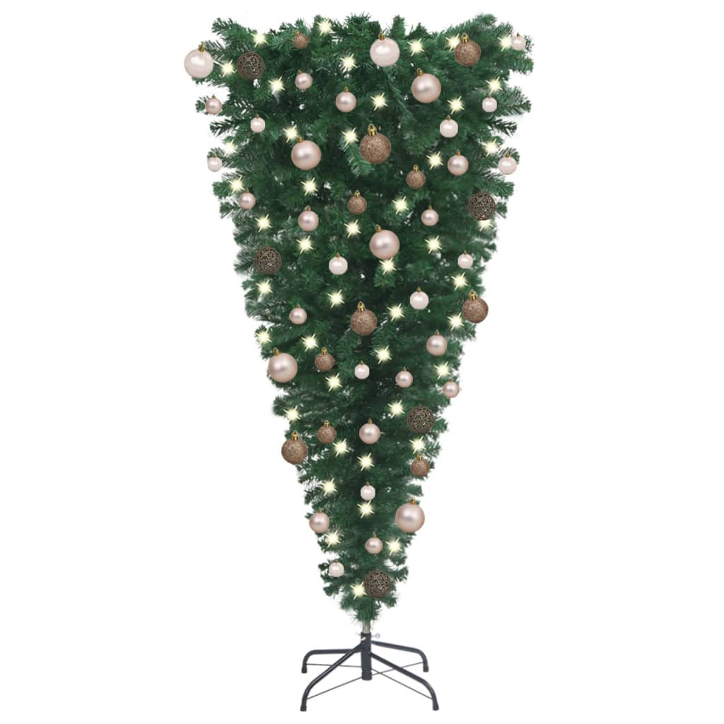 vidaXL Upside-down Artificial Pre-lit Christmas Tree with Ball Set Xmas Tree