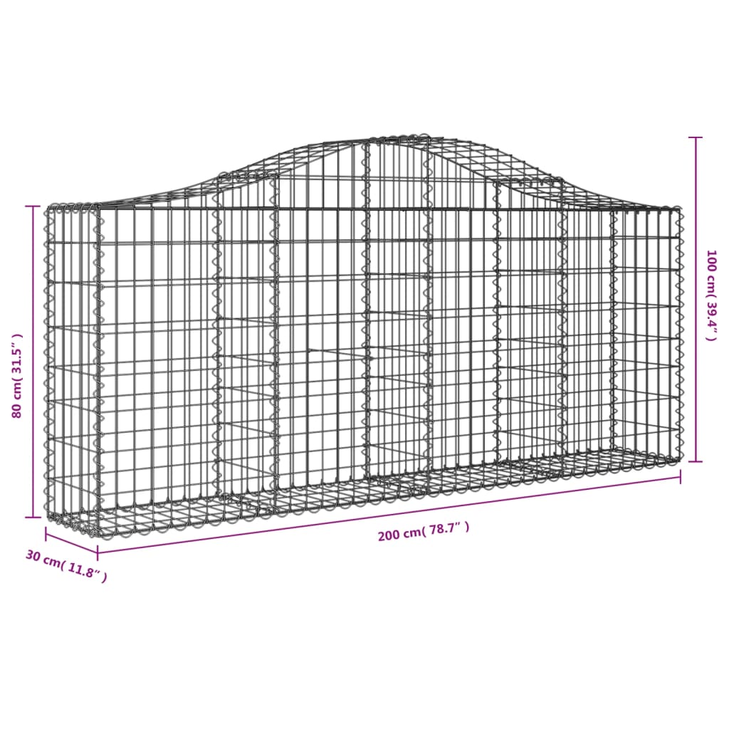 vidaXL Gabion Basket Arched Gabion Basket Planter for Flower Galvanized Iron