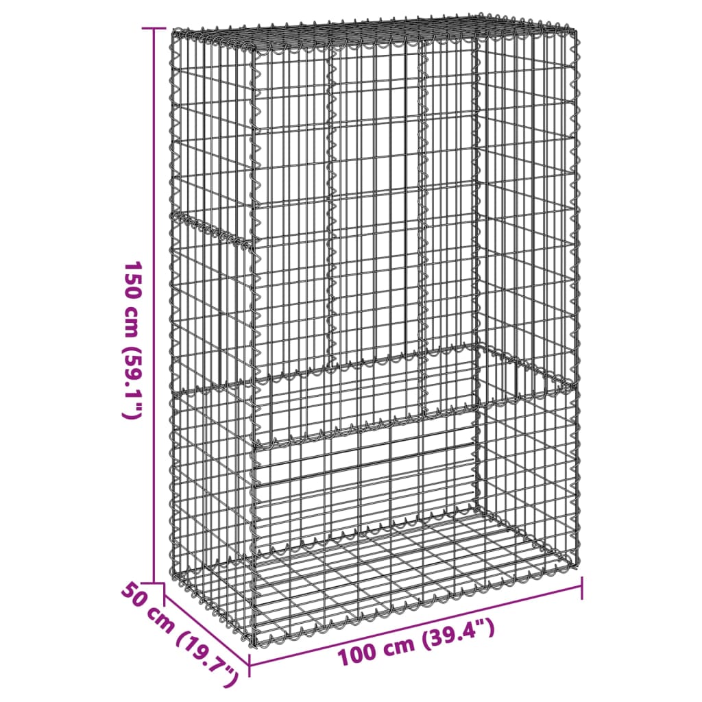 vidaXL Gabion Basket with Cover 39.4"x19.7"x39.4" Galvanized Iron