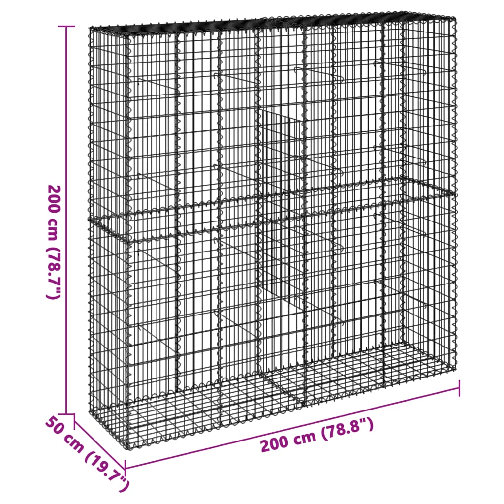 vidaXL Gabion Basket with Cover 39.4"x19.7"x39.4" Galvanized Iron